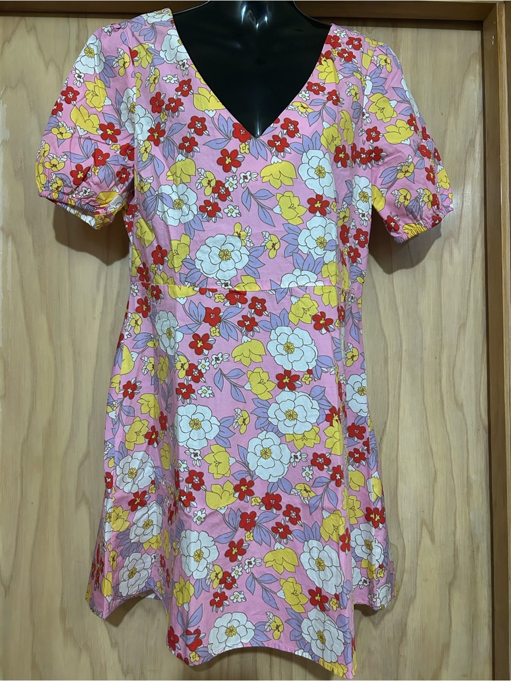 Vero Moda Pink Floral Mini Dress with Yellow & White Accents